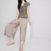 Pantalones culotte de tiro medio y pierna ancha