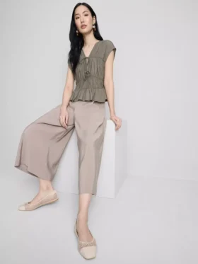 Pantalones culotte de tiro medio y pierna ancha