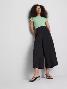 Pantalones culotte de tiro medio y pierna ancha