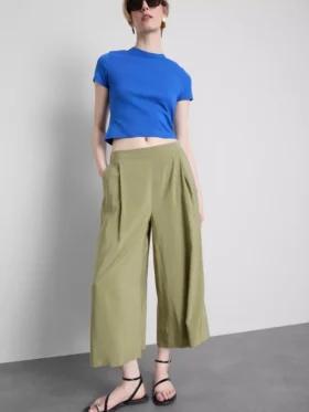 Pantalones culotte de tiro medio y pierna ancha