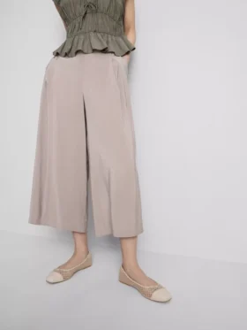 Pantalones culotte de tiro medio y pierna ancha