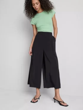 Pantalones culotte de tiro medio y pierna ancha