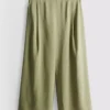 Pantalones culotte de tiro medio y pierna ancha