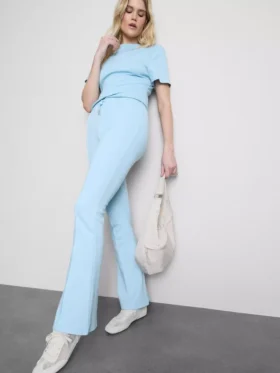 Pantalones de Chándal acampanados con pinzas, con alto contenido en algodón