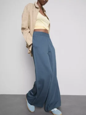 Pantalones de Chándal de corte ancho con pliegues, con alto contenido en algodón