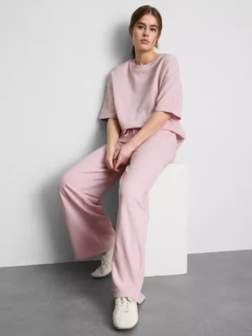 Pantalones de chándal de pierna ancha con alto contenido en algodón