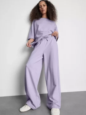 Pantalones de chándal de pierna ancha con alto contenido en algodón