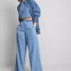 Pantalones de chándal de tiro ancho de denim de algodón