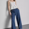 Pantalones de chándal de tiro ancho de denim de algodón
