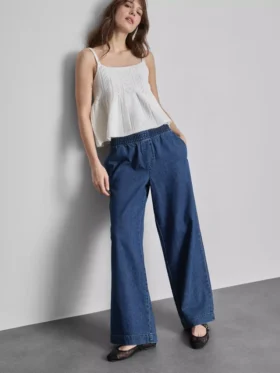 Pantalones de chándal de tiro ancho de denim de algodón