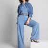 Pantalones de chándal de tiro ancho de denim de algodón