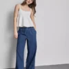 Pantalones de chándal de tiro ancho de denim de algodón