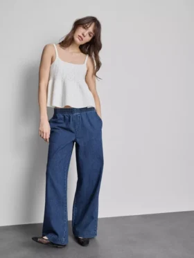 Pantalones de chándal de tiro ancho de denim de algodón
