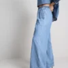 Pantalones de chándal de tiro ancho de denim de algodón