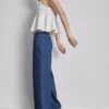 Pantalones de chándal de tiro ancho de denim de algodón