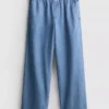 Pantalones de chándal de tiro ancho de denim de algodón