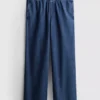 Pantalones de chándal de tiro ancho de denim de algodón