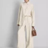 Pantalones de pierna ancha a rayas de mezcla de algodón