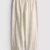 Pantalones de pierna ancha a rayas de mezcla de algodón