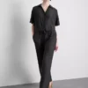 Pantalones de pierna ancha con efecto arrugado