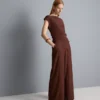 Pantalones de pierna ancha con efecto arrugado