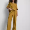 Pantalones de pierna ancha con efecto arrugado
