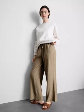 Pantalones de pierna ancha con efecto arrugado