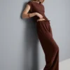 Pantalones de pierna ancha con efecto arrugado