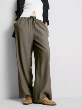 Pantalones de pierna ancha con efecto arrugado