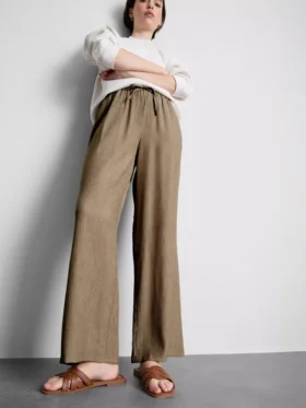 Pantalones de pierna ancha con efecto arrugado