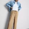 Pantalones de pierna ancha con efecto arrugado