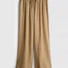 Pantalones de pierna ancha con efecto arrugado