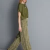 Pantalones de pierna ancha con rayas texturizadas