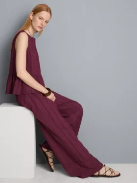 Pantalones de pierna ancha con rayas texturizadas