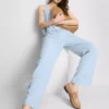 Pantalones de pierna ancha de mezcla de algodón