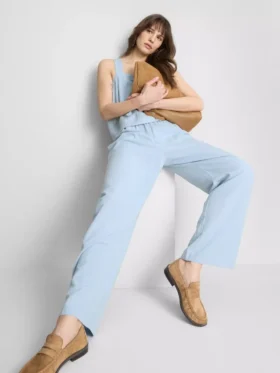 Pantalones de pierna ancha de mezcla de algodón