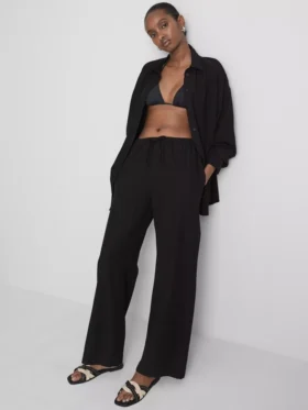 Pantalones de pierna ancha de mezcla de algodón
