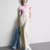 Pantalones de pierna ancha de mezcla de algodón
