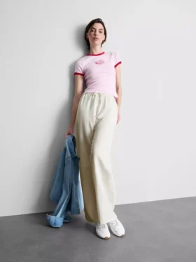 Pantalones de pierna ancha de mezcla de algodón