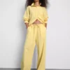 Pantalones de pierna ancha de mezcla de algodón