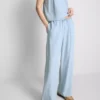 Pantalones de pierna ancha de mezcla de algodón