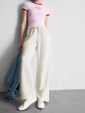 Pantalones de pierna ancha de mezcla de algodón
