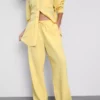 Pantalones de pierna ancha de mezcla de algodón