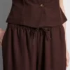 Pantalones de pierna ancha de mezcla de algodón