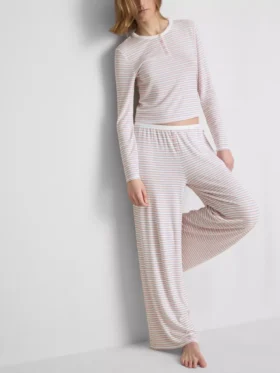 Pantalones de pijama a rayas con canalé