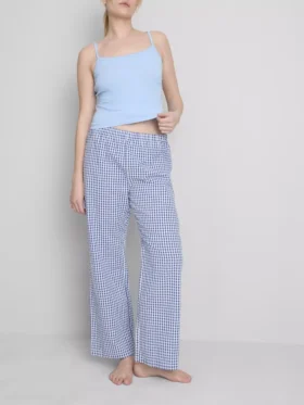 Pantalones de pijama de algodón a cuadros