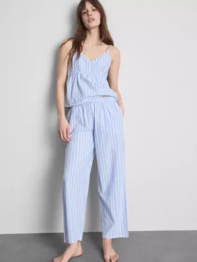 Pantalones de pijama de algodón a rayas tipo Oxford