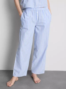 Pantalones de pijama de algodón a rayas tipo Oxford
