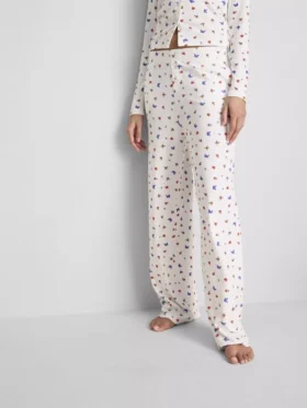 Pantalones de pijama de canalé con estampado de mariposas