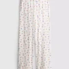 Pantalones de pijama de canalé con estampado de mariposas
